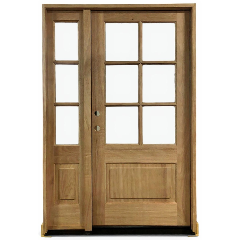 4/5x6/8 Exterior Mahogany Door with 6 Lites Without Trim and One Sidelight